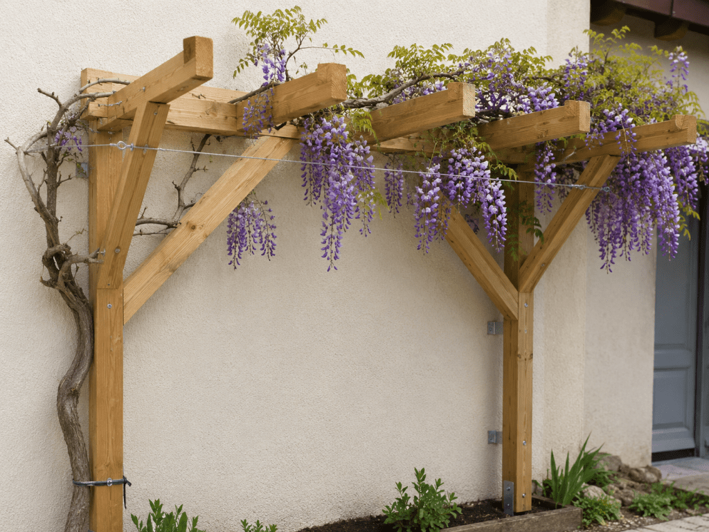 support pour glycine en bois