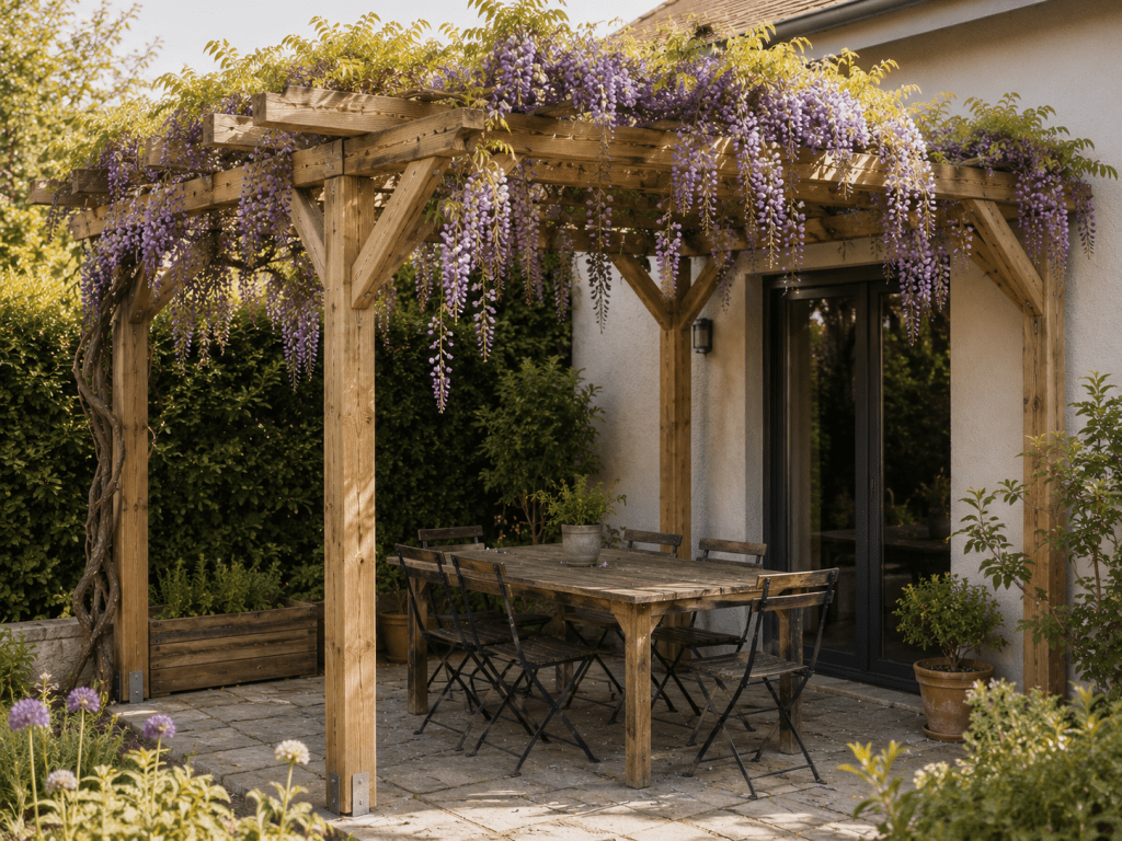 pergola soutenant glycine