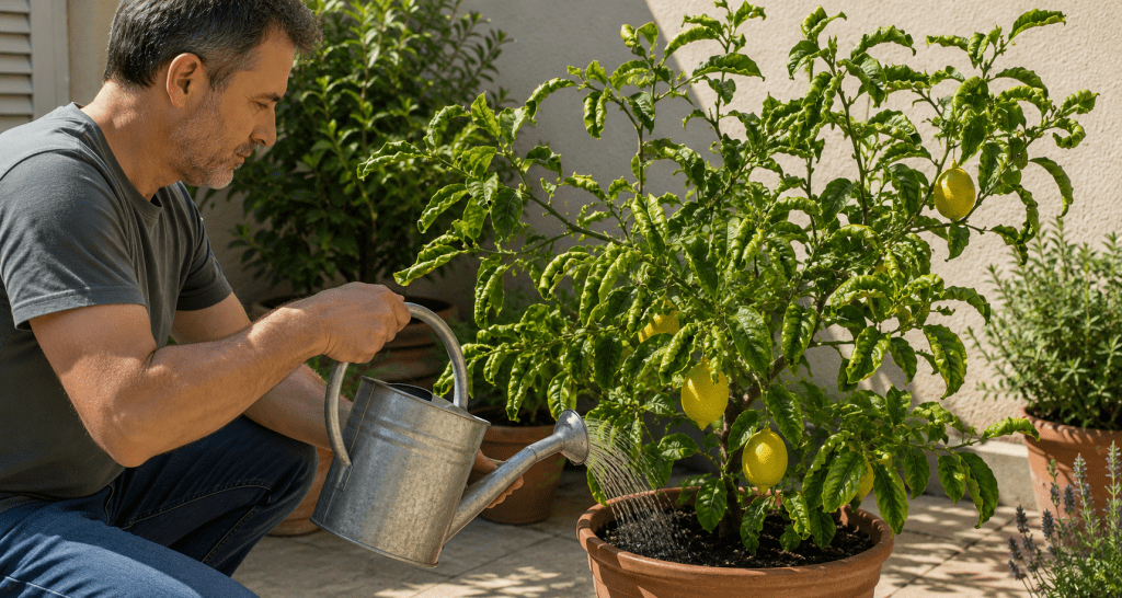 arroser un citronnier en pot