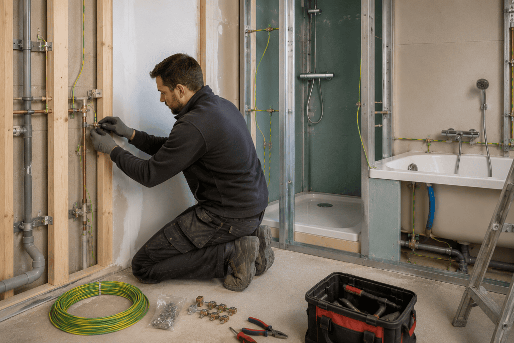 chantier dans une salle de bain